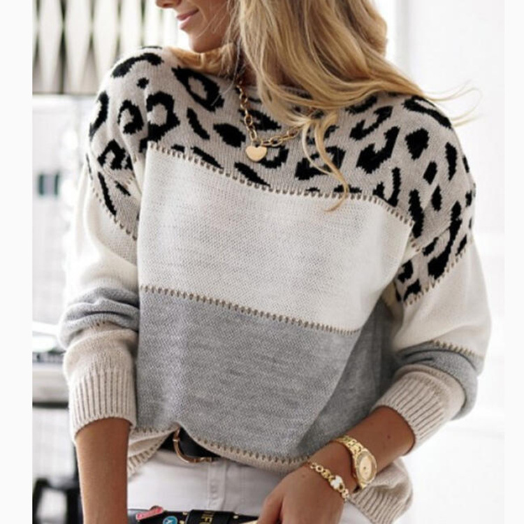 Crew-neck casual sweater with long sleeves