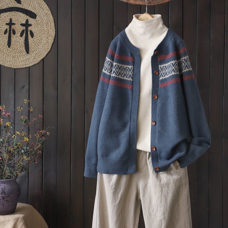 Corespun raglan sleeve knitted cardigan