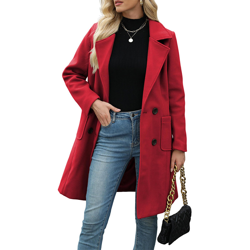 2025 Double-breasted Lapel Elegant Wool Coat