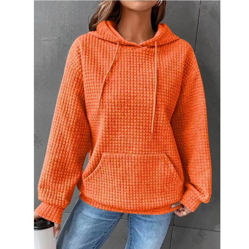 Solid color crew neck long sleeve hoodie