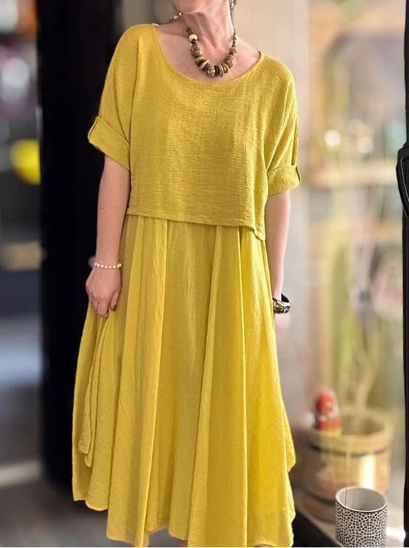 Women's Round Neck Loose Top Dress Set