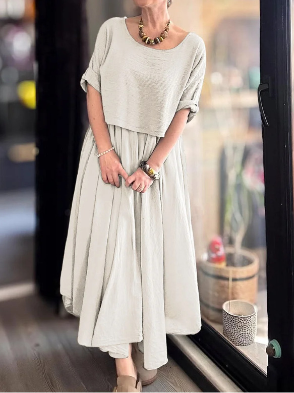 Women's Round Neck Loose Top Dress Set