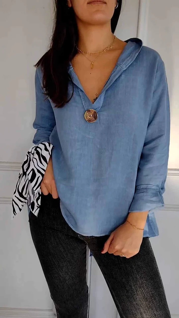 Loose Cotton And Linen Button Hoodie