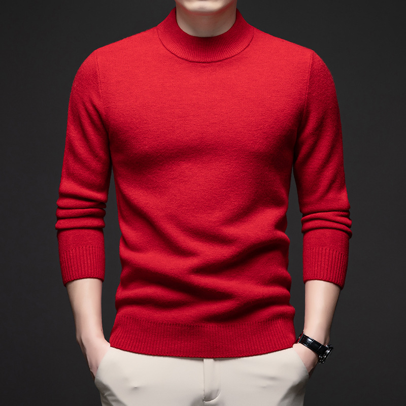 2024 Gentlemen's semi-turtleneck thick cashmere knit sweater