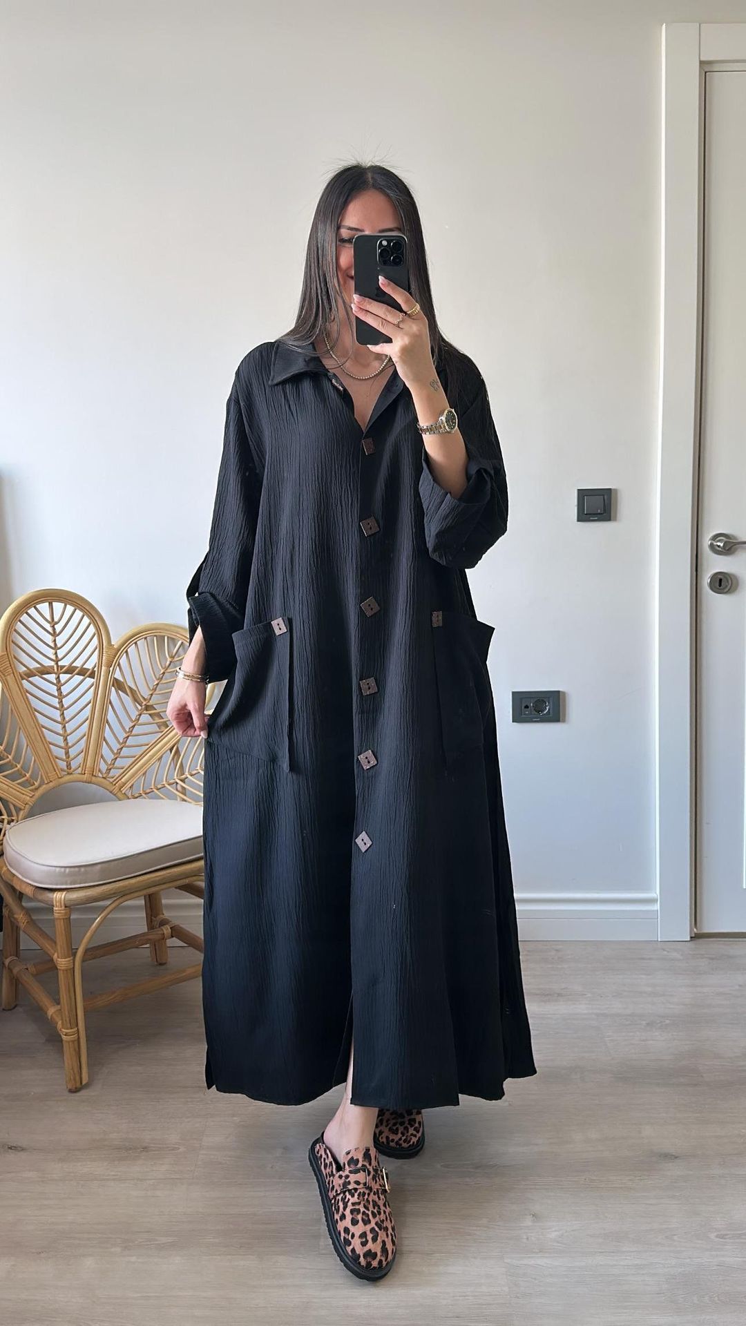 Casual Long-Sleeved Cardigan Dress