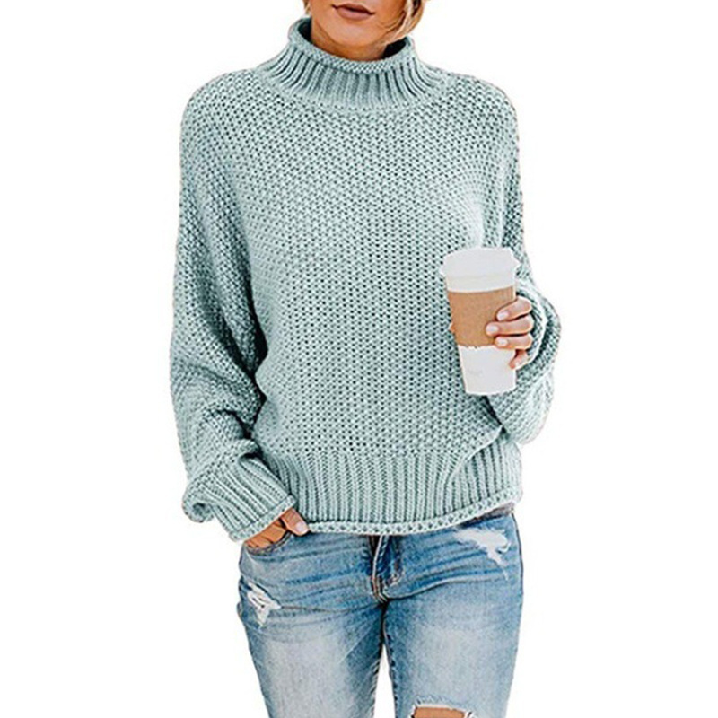 2024 Sweater loose solid color plus size turtleneck sweater