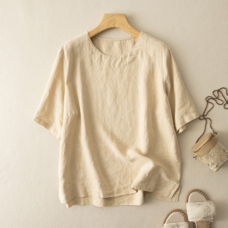 Casual High-Grade Cotton And Linen Short Sleeve