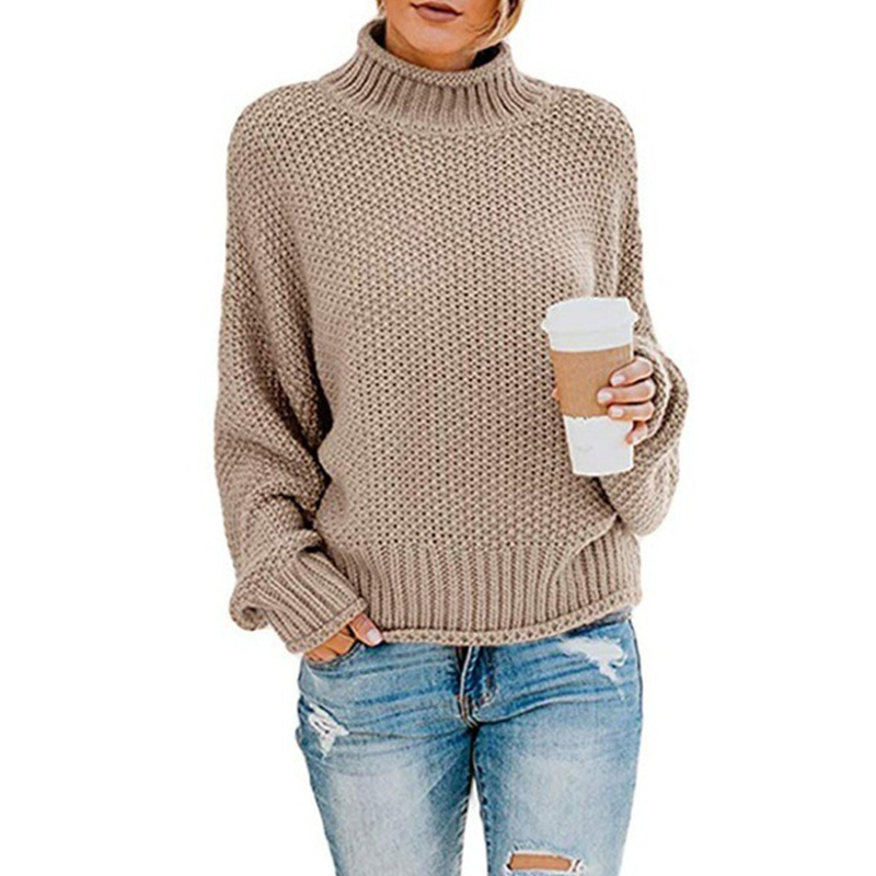 2024 Sweater loose solid color plus size turtleneck sweater