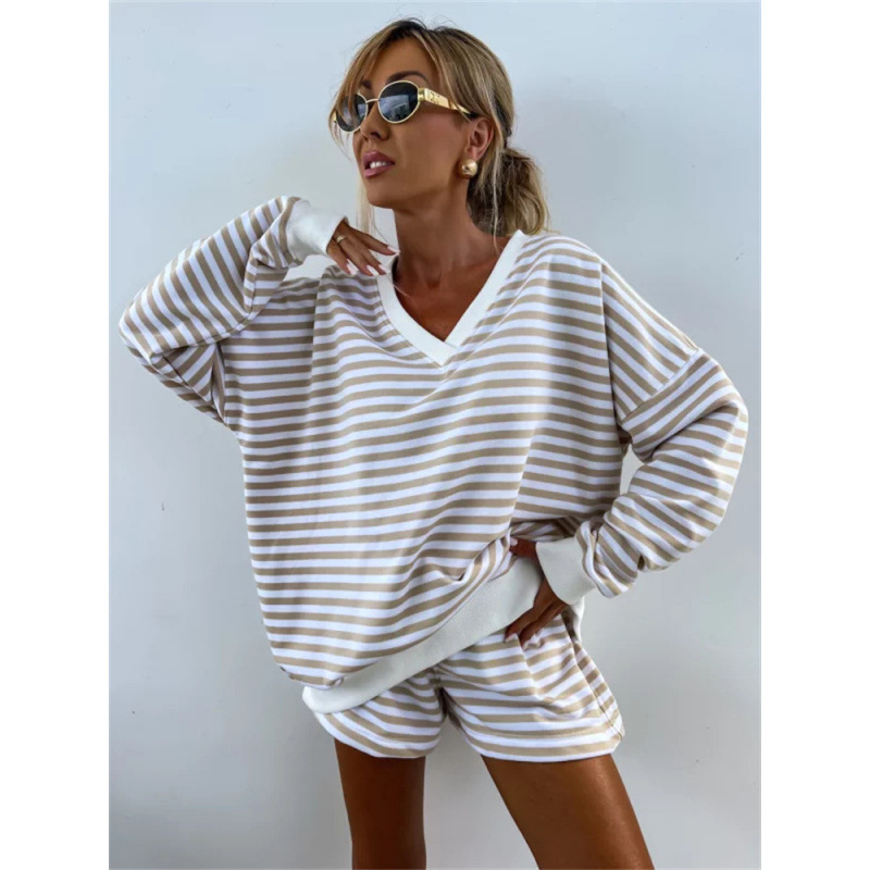 Women's Casual striped V-neck suit