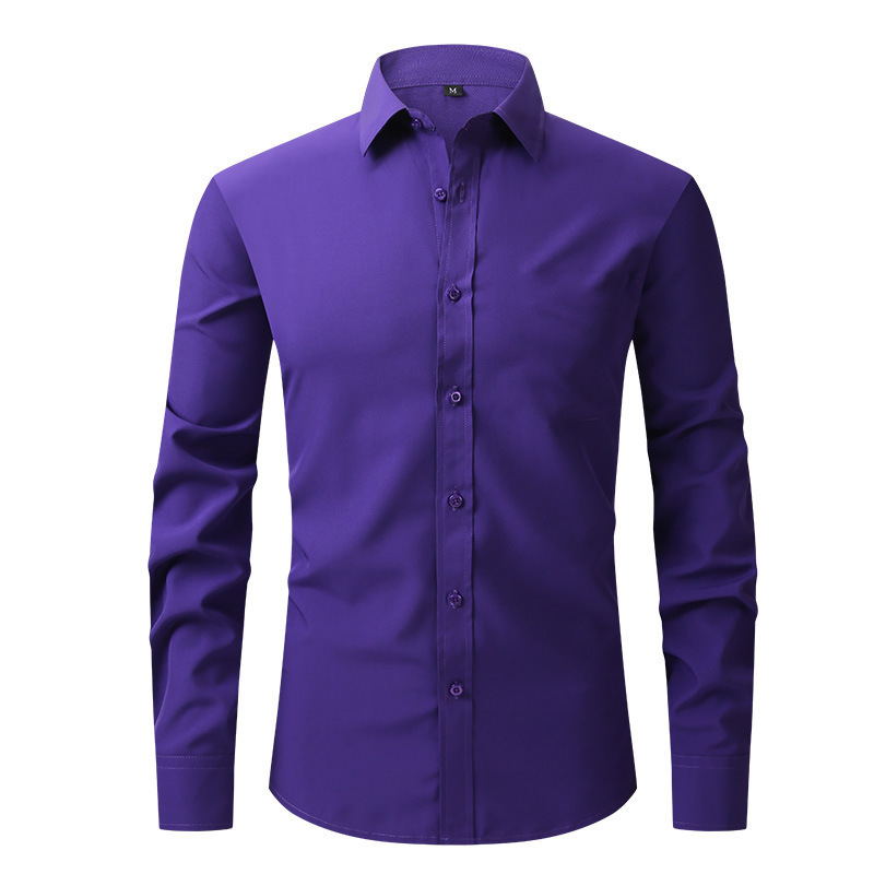 Four-sided stretch no-iron mercerized vertical shirt