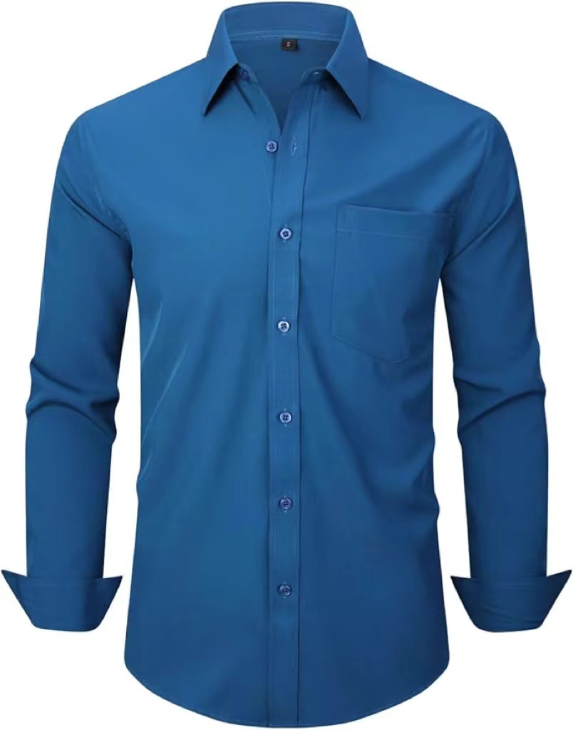 Four-sided stretch no-iron mercerized vertical shirt