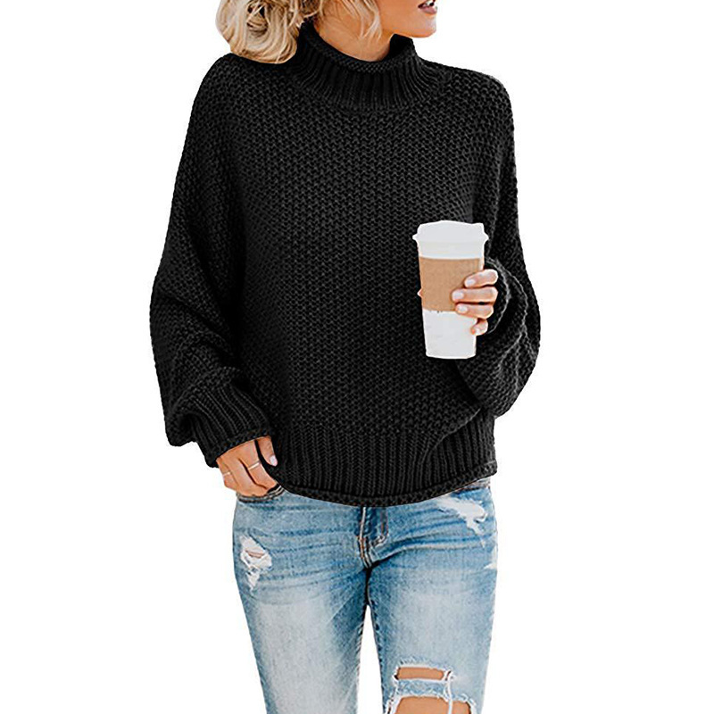 2024 Sweater loose solid color plus size turtleneck sweater