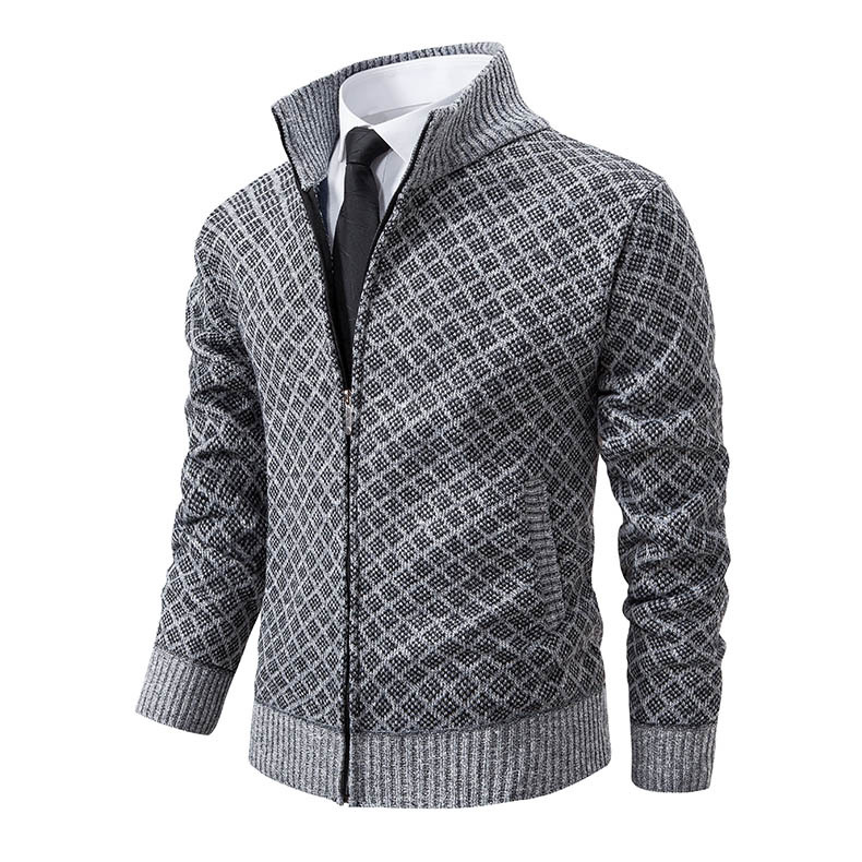 2024 Men's Thick Stand Collar Sweater Coat