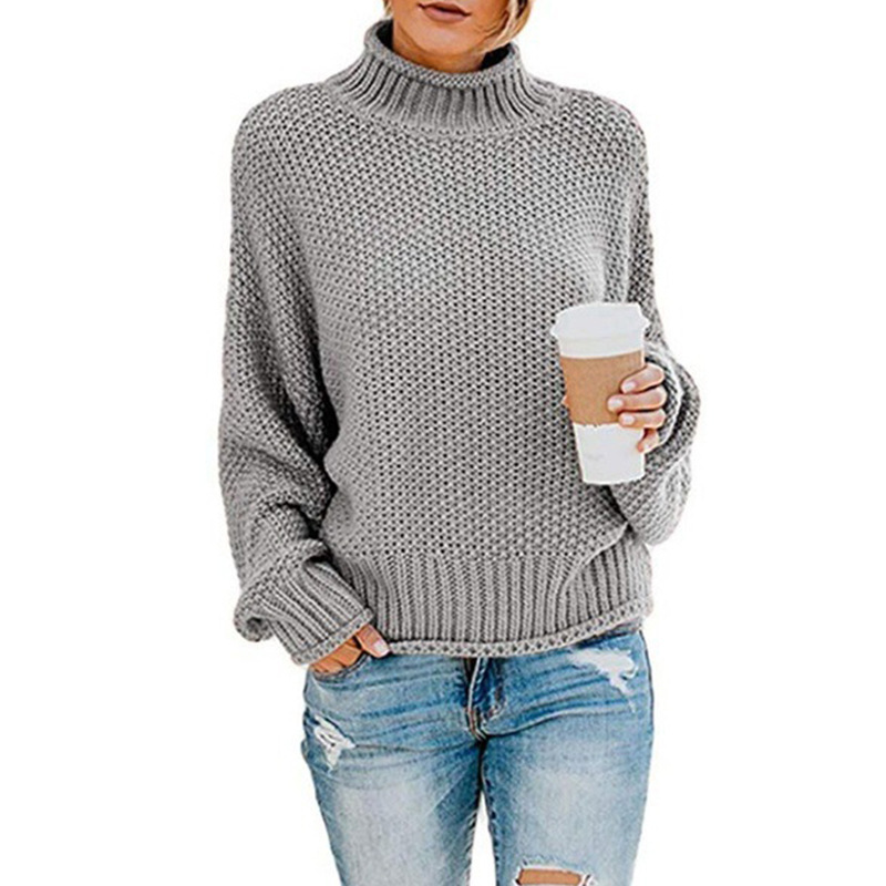 2024 Sweater loose solid color plus size turtleneck sweater