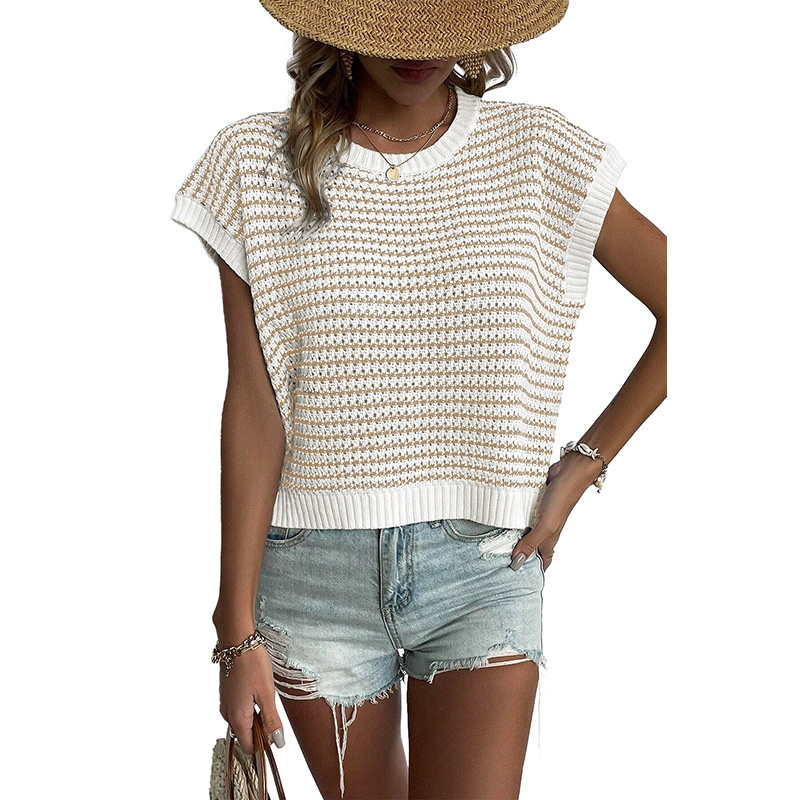 Contrasting striped knitted waistcoat