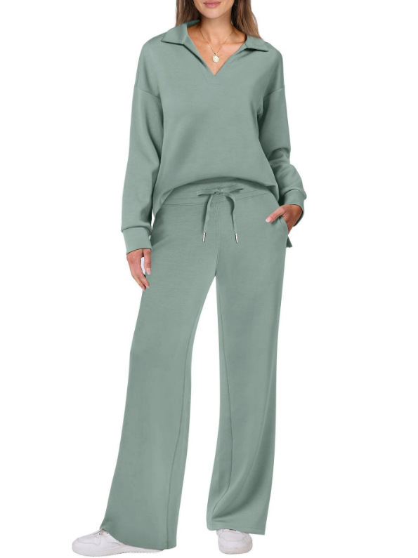Paired with a drawstring design elastic-waist pantsuit