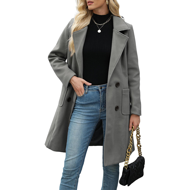 2025 Double-breasted Lapel Elegant Wool Coat