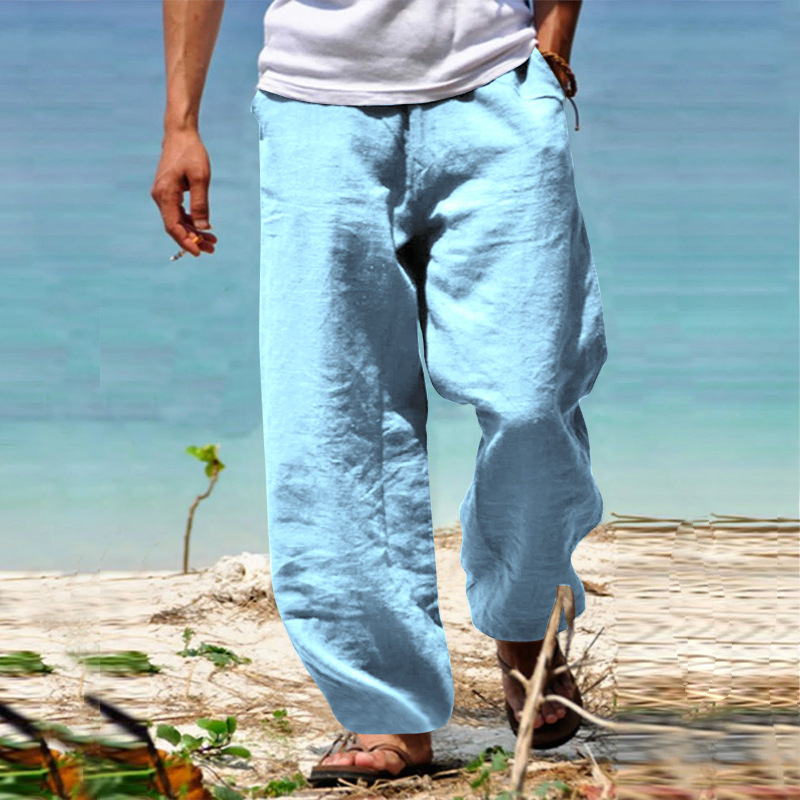 Cotton And Linen Thin Casual Straight-Leg Pants