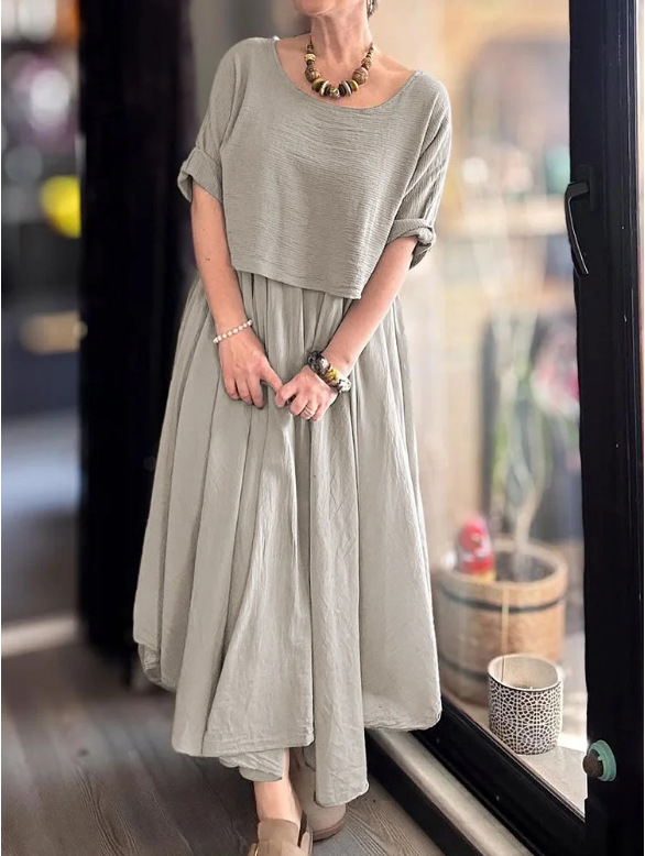 Women's Round Neck Loose Top Dress Set