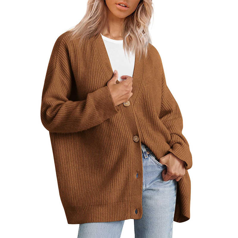 Solid color cashmere cardigan coat