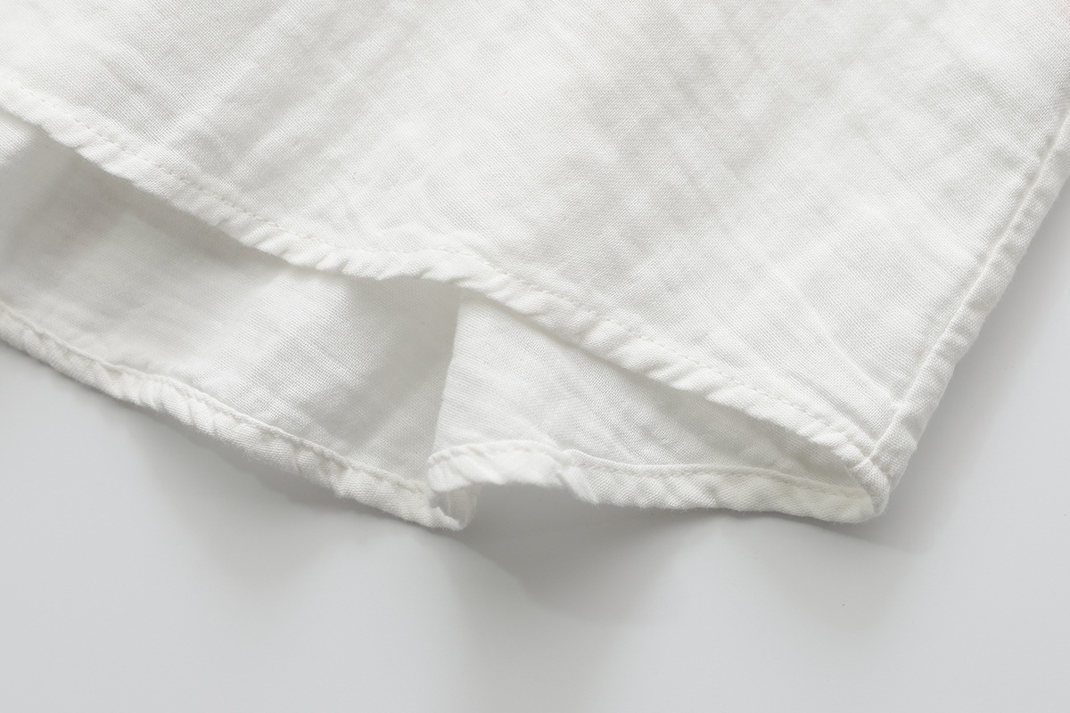 Double Cotton Stand Collar Lace Shirt