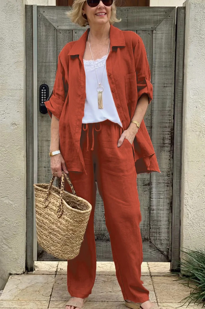 Cotton and linen casual shirt