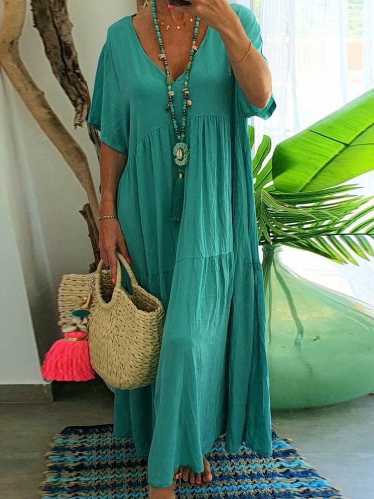 New V-neck irregular plus size long dress