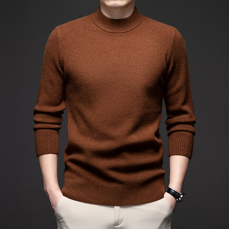 2024 Gentlemen's semi-turtleneck thick cashmere knit sweater