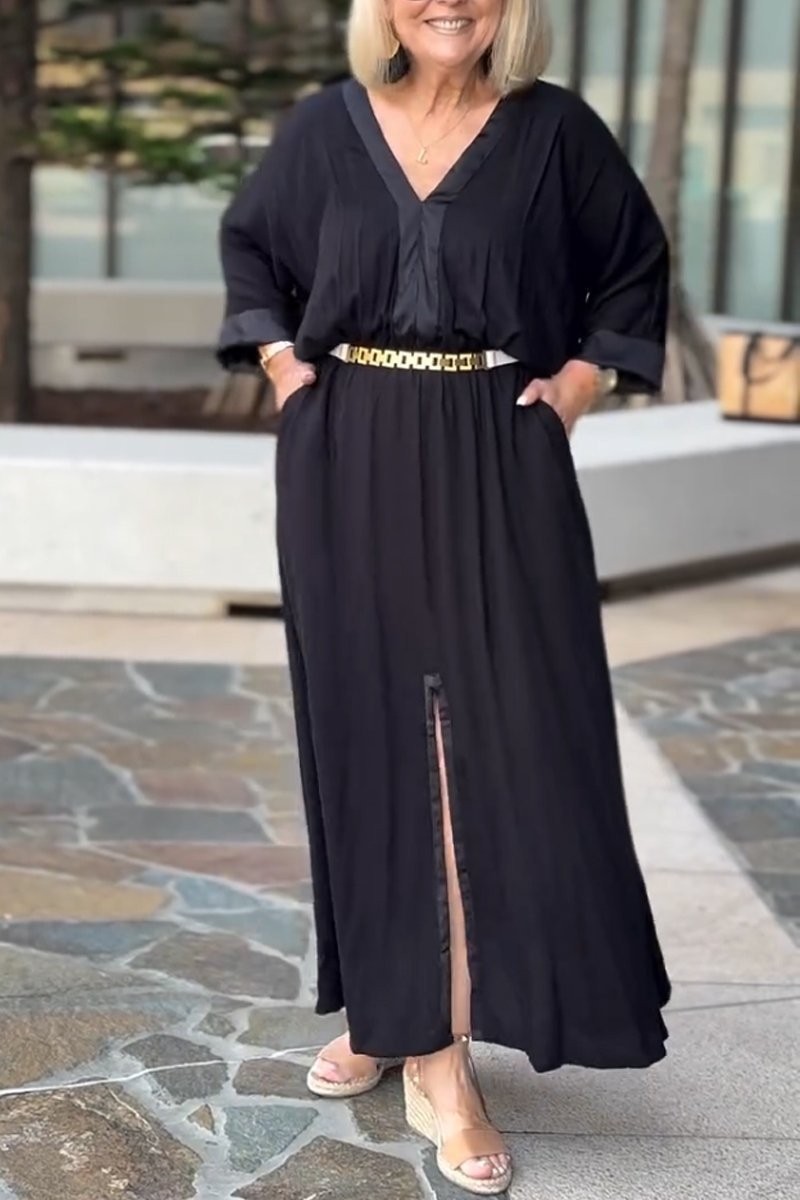 Women's Casual V-Neck Slit Dress