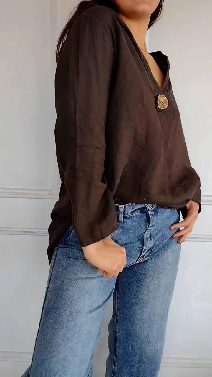 Loose Cotton And Linen Button Hoodie