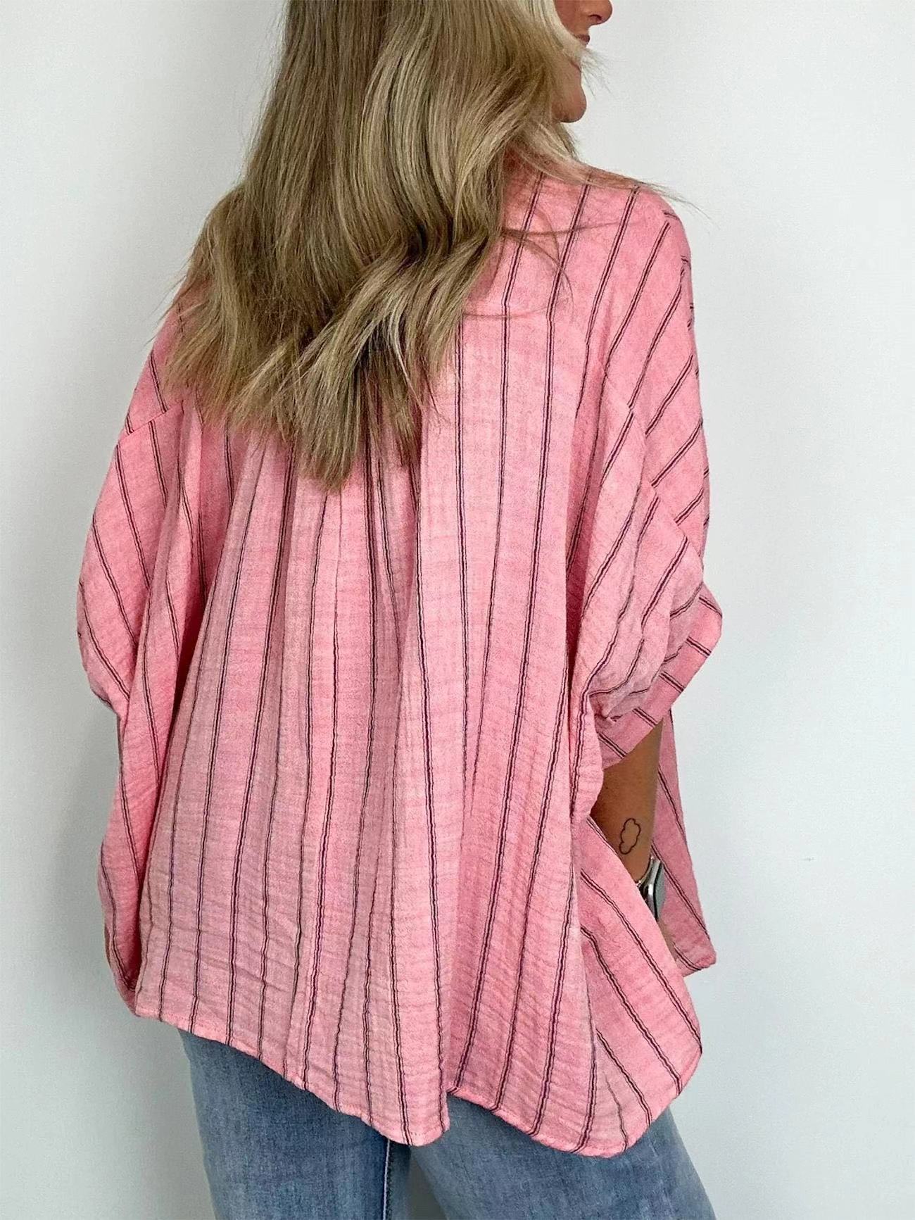 Striped Printed Loose Casual Shirt