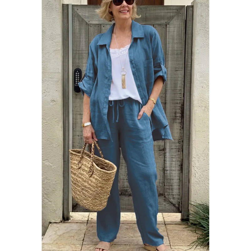 Women's Summer cotton and linen casual set