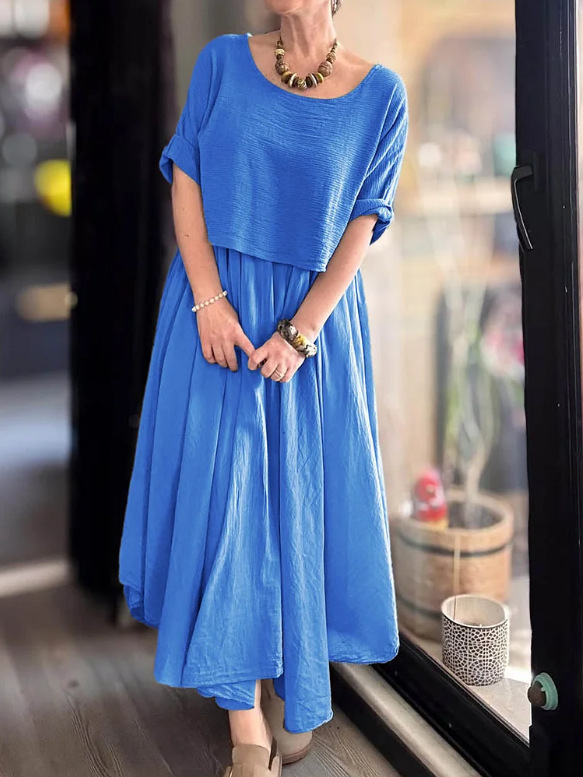 Women's Round Neck Loose Top Dress Set