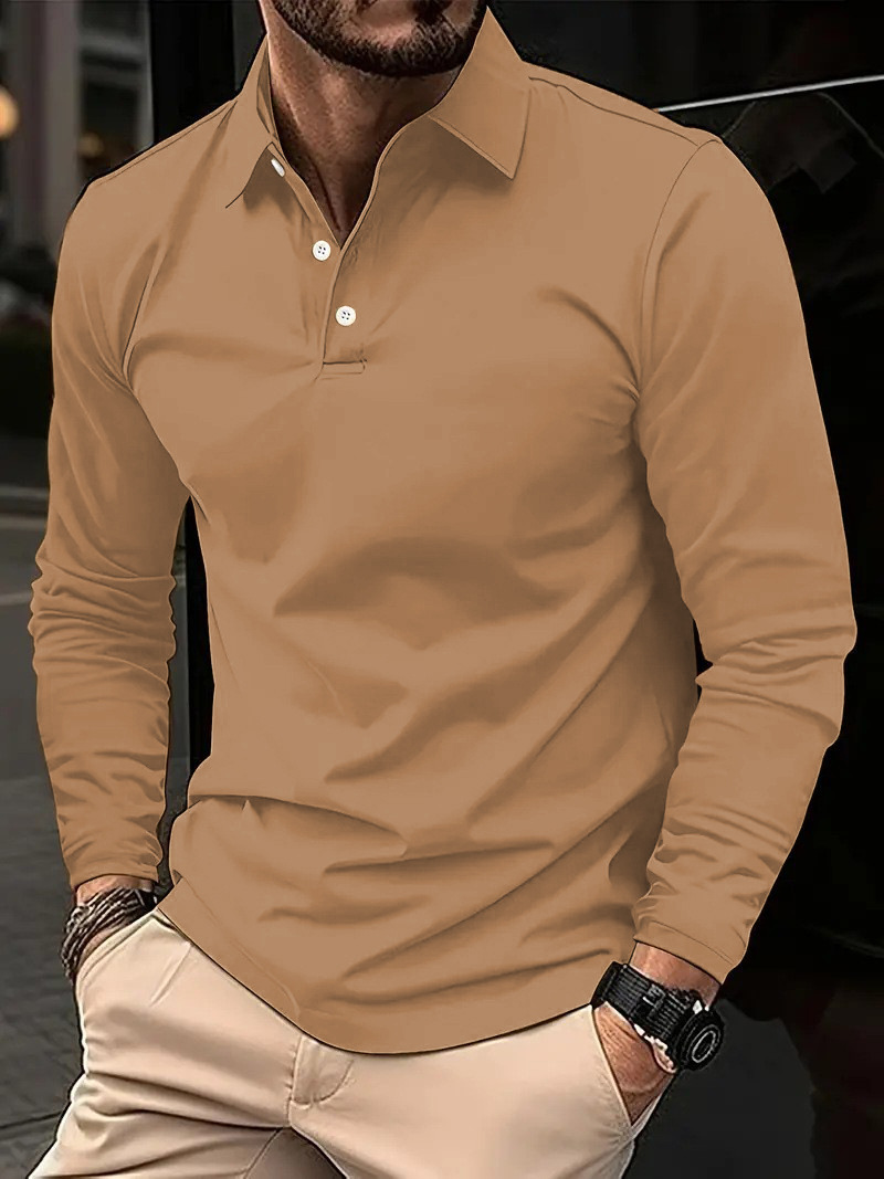 🎄Christmas Clearance Long-sleeved polo shirt with button-down lapel for gentlemen