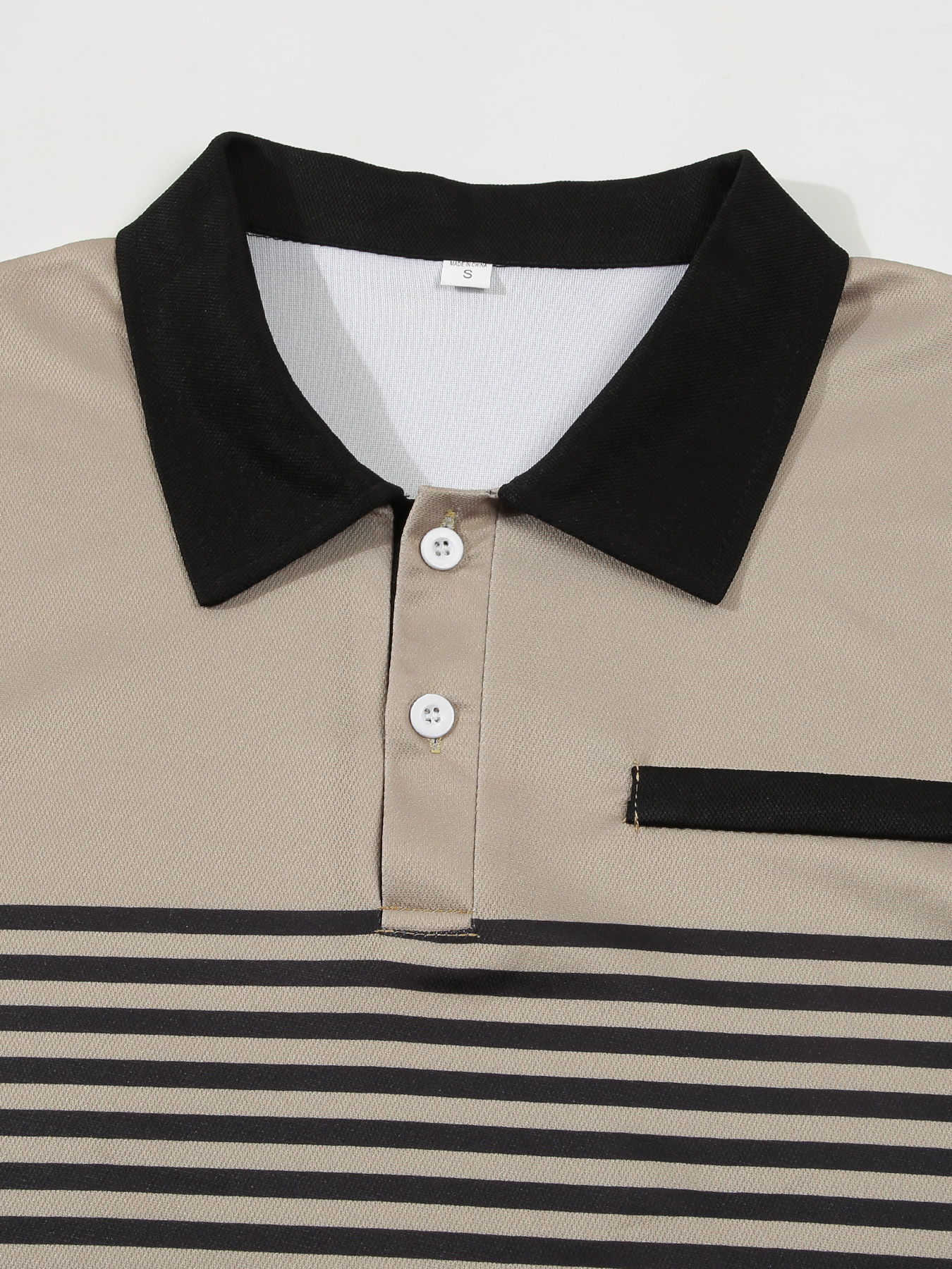 2025 V-neck striped patchwork POLO shirt