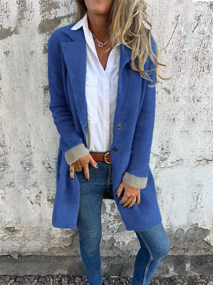 2026 Collared Pocket Cardigan Single Breasted Fleece Coat