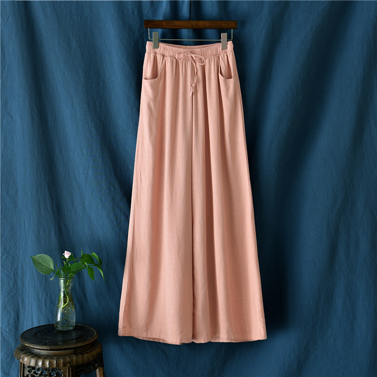 Women's Casual Cotton And Linen Wide-Leg Trousers