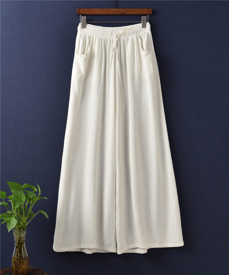 Women's Casual Cotton And Linen Wide-Leg Trousers