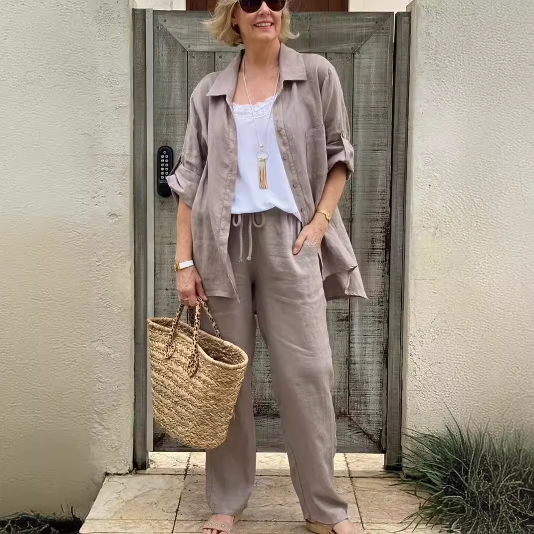 Cotton and linen casual shirt