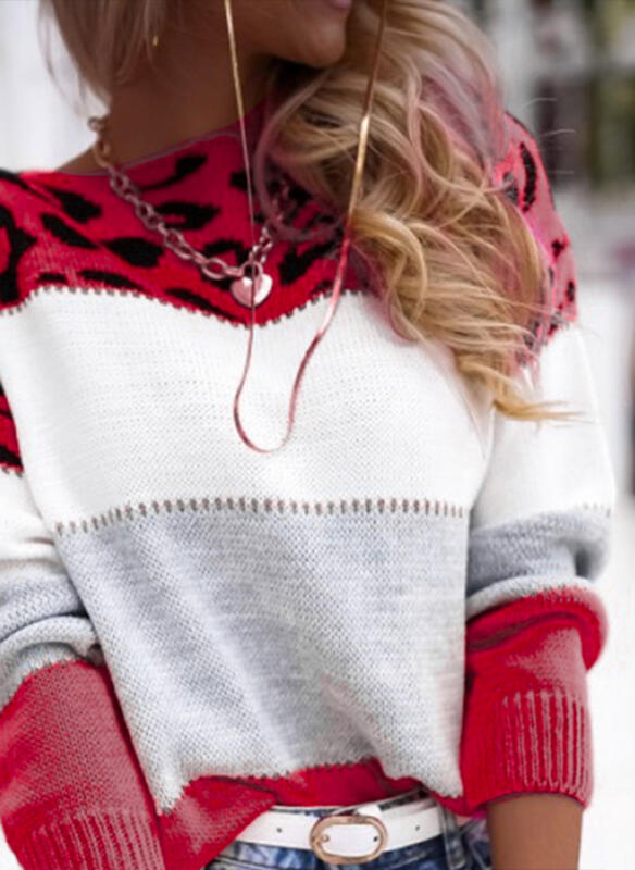 Crew-neck casual sweater with long sleeves