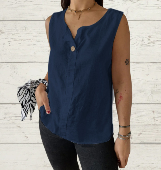 New Loose Cotton And Linen Button-Down Vest
