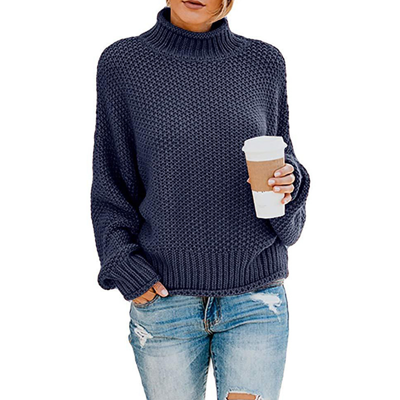 2024 Sweater loose solid color plus size turtleneck sweater