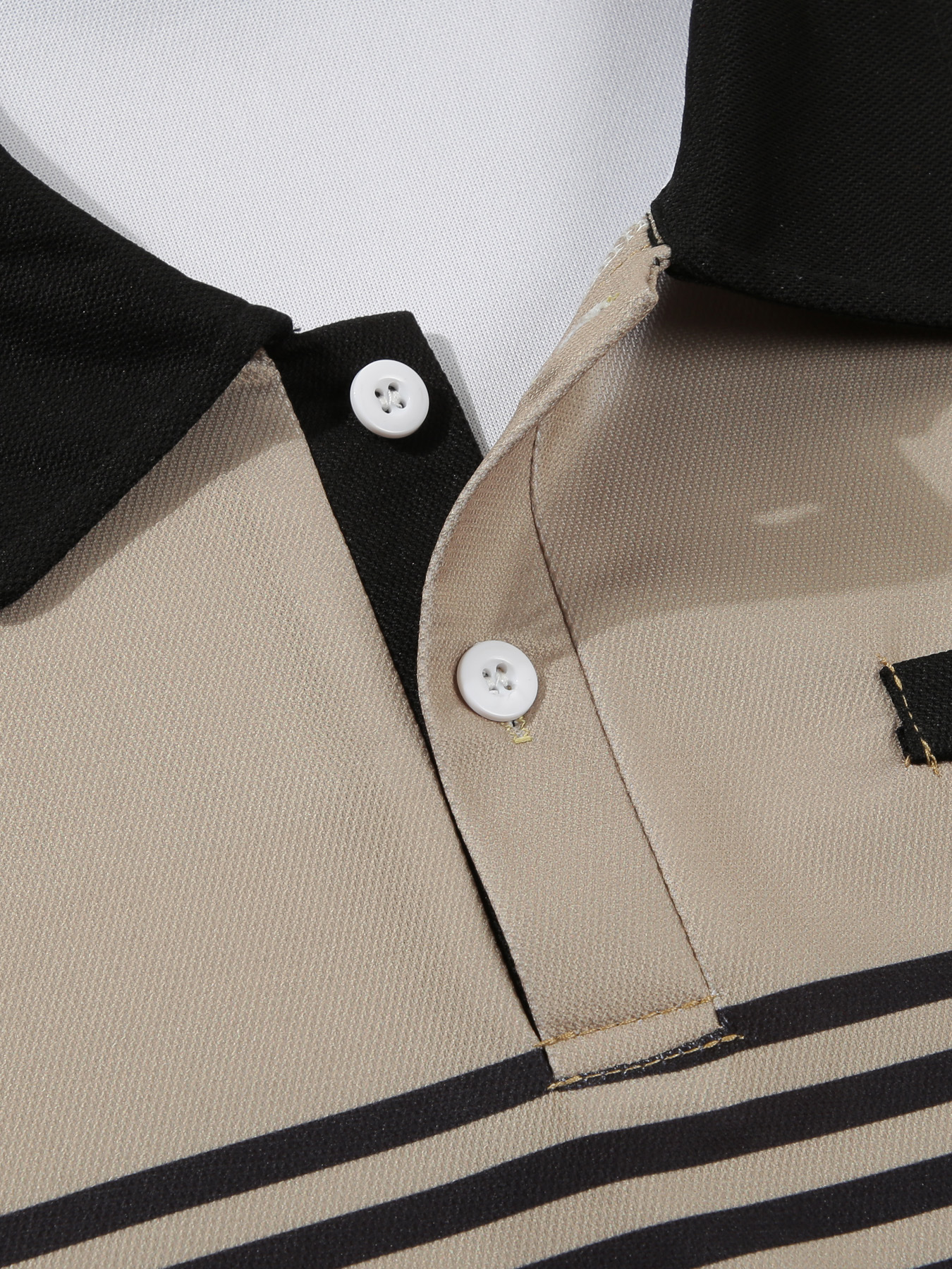 2025 V-neck striped patchwork POLO shirt