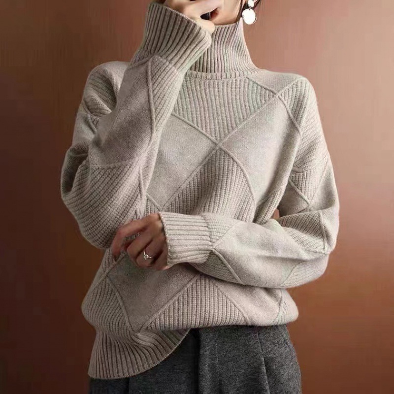 2024 Matching diamond-shaped loose knit cashmere sweater