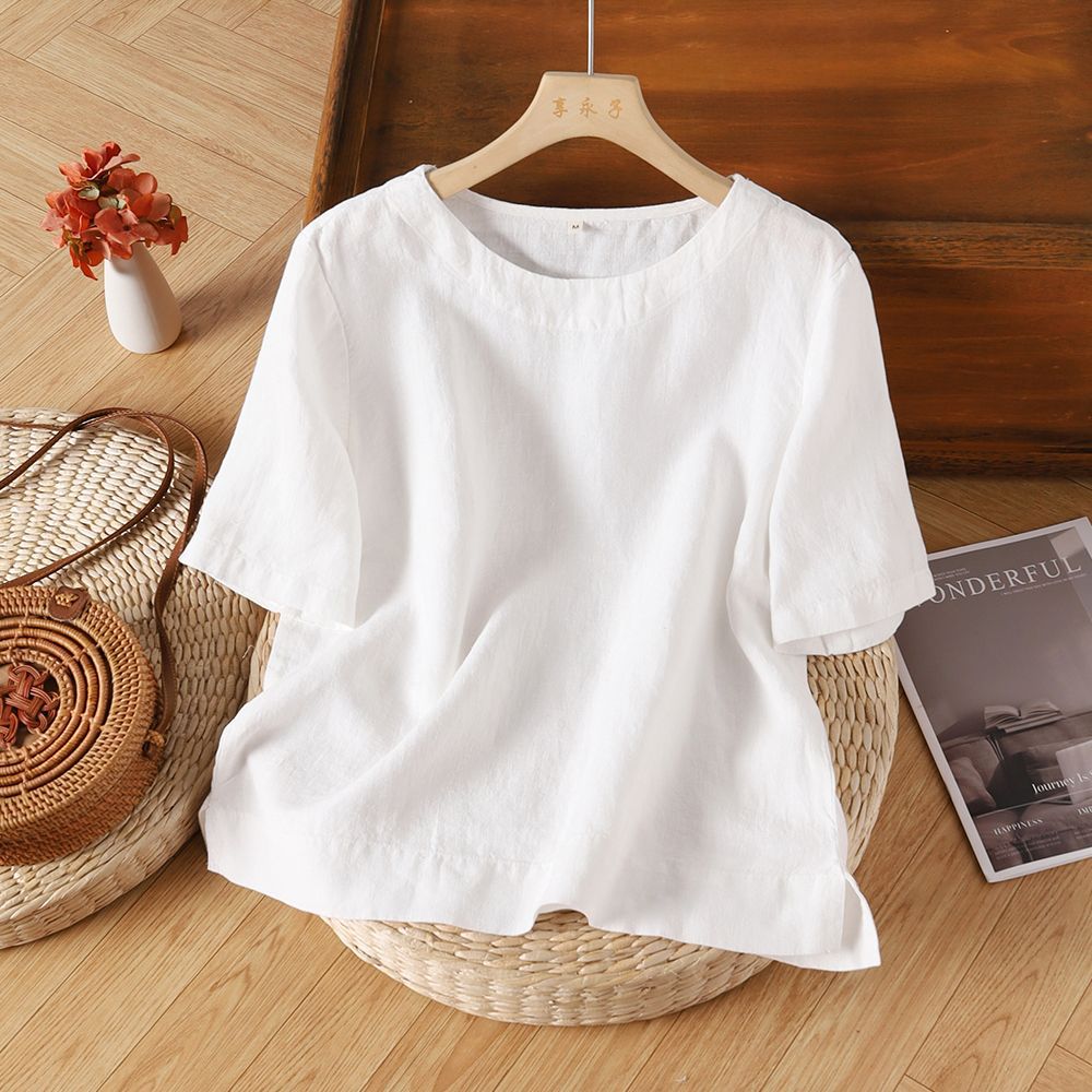 Casual High-Grade Cotton And Linen Short Sleeve
