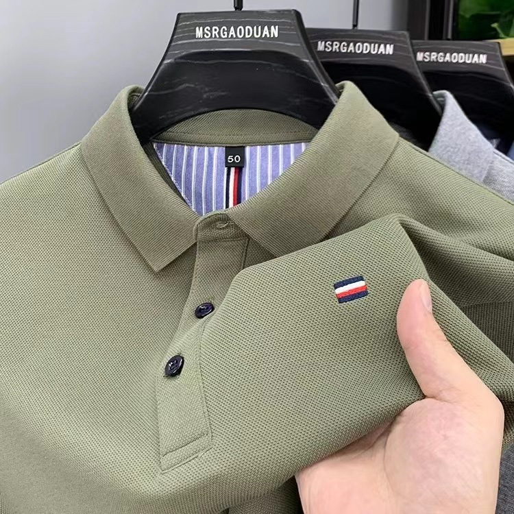 2024 lapel casual long-sleeved polo shirt