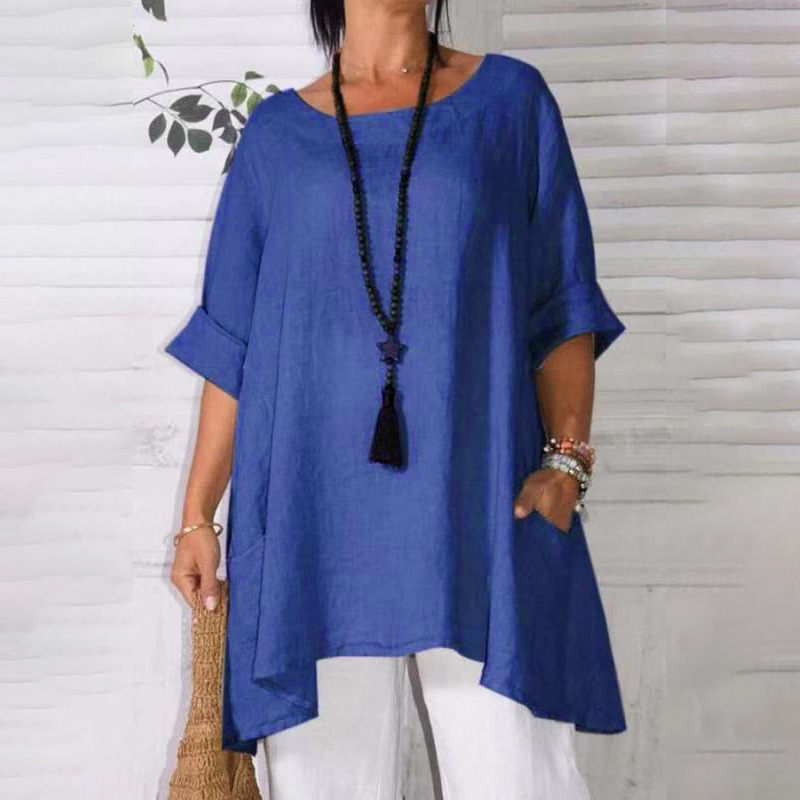 Cotton and linen long-sleeved women's wear
