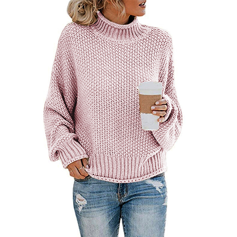 2024 Sweater loose solid color plus size turtleneck sweater