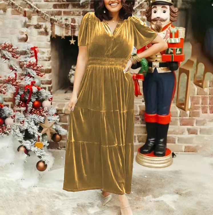 2024 Christmas Autumn/Winter V-neck waist dress