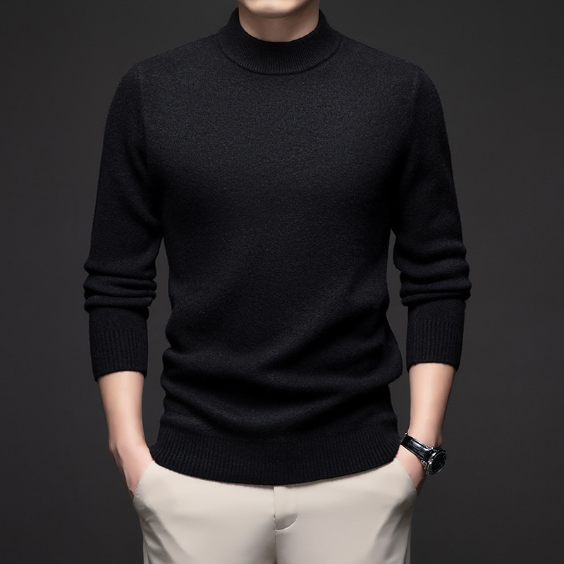 2024 Gentlemen's semi-turtleneck thick cashmere knit sweater